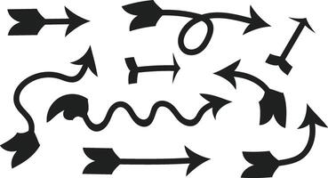 Set of Varied Black Arrows with Curved, Wavy, and Twisted Designs vector