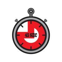 Red Stopwatch Icon. Indicating Forty-Five Seconds with Modern Design Elements vector