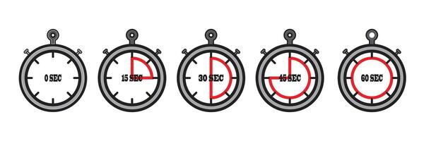 Set of Timeline Progress Simple Stopwatch Graphic Illustrations vector