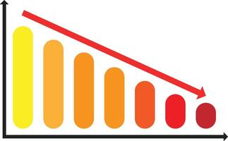 Downward Trending Chart Showcasing Decreasing Data in Colorful Gradient Representation vector