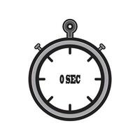 Illustration of a Stopwatch Displaying Zero Seconds in Silver and Black. vector