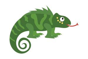 Chameleon hand drawn in cartoon style on white background vector