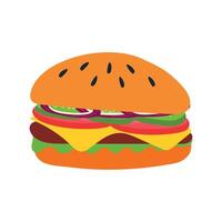 Cheeseburger or hamburger in flat style. Colored icon vector