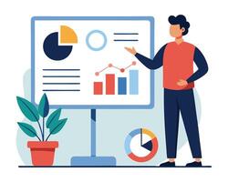 Business presentation with charts and graphs vector