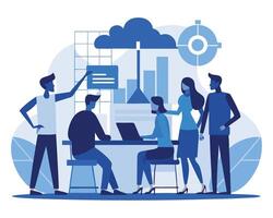 Team collaboration illustration on white background vector
