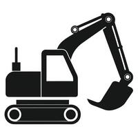 Black excavator silhouette illustration on a white background vector
