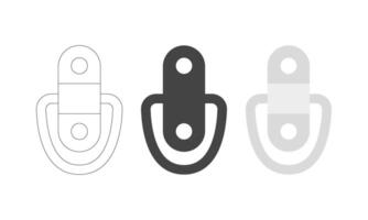 D ring icon set. Metal buckle. Web button for secure fastening. Digital symbol for design and interface elements vector