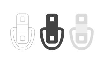 Set of Mounting Plate. Piece with holes for install. D ring outline and glyph icons. illustration vector