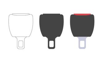 Safety belt buckler. Car Extension Seat Belt icons. Outline and filled illustration. Automobile security equipment vector