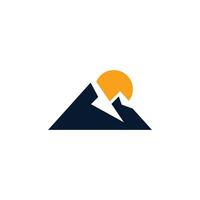 Simple Logo of Mountain and Sun Minimal Silhouette Emblem vector