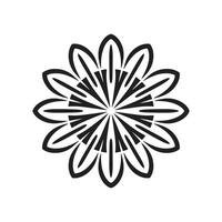 Black and White Floral Mandala Design Circular Symmetrical Pattern Graphic Element vector