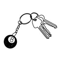 Key Ring with Billiard Ball Charm and Keys vector