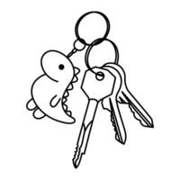 Keychain with Dinosaur Charm and Keys vector
