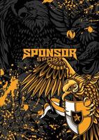 Eagle graphic design in gold and black vector
