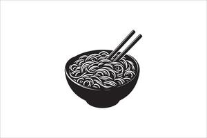 Noodles in a bowl with chopsticks illustration vector