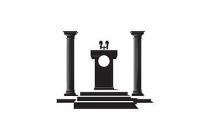 A black and white image of a podium with columns vector