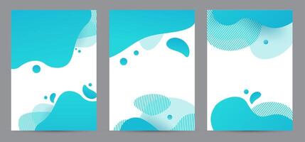 Amoeba design for print products. Dynamic style banner set with amoeba funky gradient elements vector