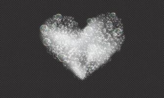 Bath foam soap with bubbles. Heart of shampoo and soap foam lather illustration. vector