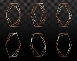 Geometric shapes with shining lines vector