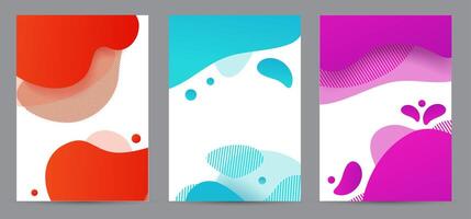 Amoeba funky design for print products. Dynamic style banner set with amoeba funky gradient elements. vector
