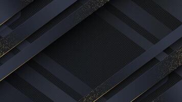 Carbon luxury abstract background with black overlap layers. Texture carbon with luxury golden glitters dots. vector