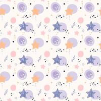 A pattern with stars and dots on a light pink background vector