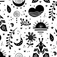 Seamless pattern with black and white elements vector