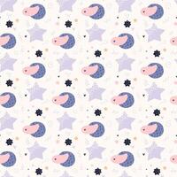 A pattern with a hedgehog and stars vector