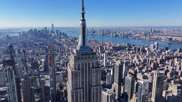 Aerial View of Empire State Building in Manhattan New York in United States.. Famous Landscape. photo