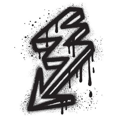 Spray Painted Graffiti lightning icon Sprayed isolated with a white background.