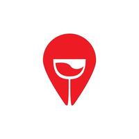 wine point logo design template. consisting of a wine glass icon with pointer icon. wine location. wine store. vector