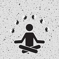 Minimalist Monochrome Meditation Icons with Yin Yang Pattern for Wellness Background vector