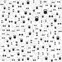 Flat Minimalist Dumbbell and Kettlebell Icons Seamless Pattern for Fitness Background vector