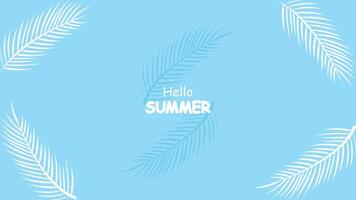 Flat Palm Leaf Summer Background Design for Seasonal Banner and Holiday Greeting Template vector