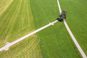 Abstract aerial view of fork road photo