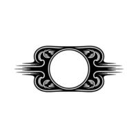 Art Deco Frame with Circle, Decorative Black White. vector