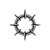 Black and White Decorative Mandala Element with Spikes, Modern Minimalist. vector