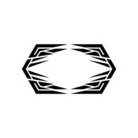 Geometric Tribal Frame, Minimalist Black on White, Elegant. vector