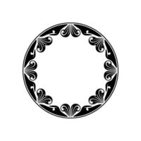 Elegant Black White Circular Floral Frame for Elements. vector