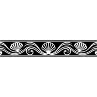 Elegant Shell Wave Border , Black and White, Seamless Pattern. vector
