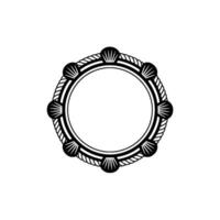 Nautical Round Frame with Seashells and Rope - Illustration. vector