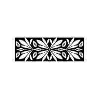 Geometric Floral in Black White Symmetrical Pattern. vector
