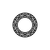 Greek Key Pattern Circle on White Minimalist Element. vector