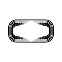 Art Deco Emblem Frame in Black on White Background. vector