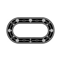 Nautical Oval Frame Illustration Anchors, Rope, Shells, Marine. vector