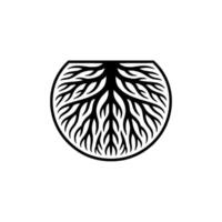 Minimalist Root System in Circle Frame. vector