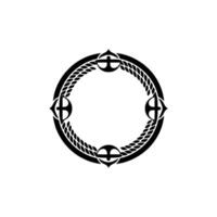 Nautical Circle Frame Anchor, Rope Decorative. vector