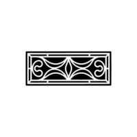 Decorative Black White Ornate Panel on Pale Background, Abstract. vector
