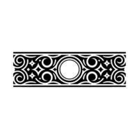 Ornate Black Border with Swirls and Geometric Shapes on White. vector