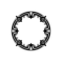 Decorative Circle Frame in Celtic-Inspired Black on White. vector
